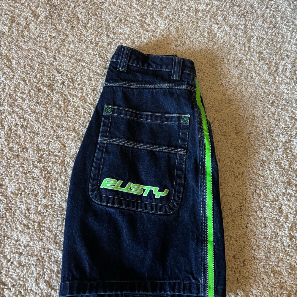 Green and black rusty jorts